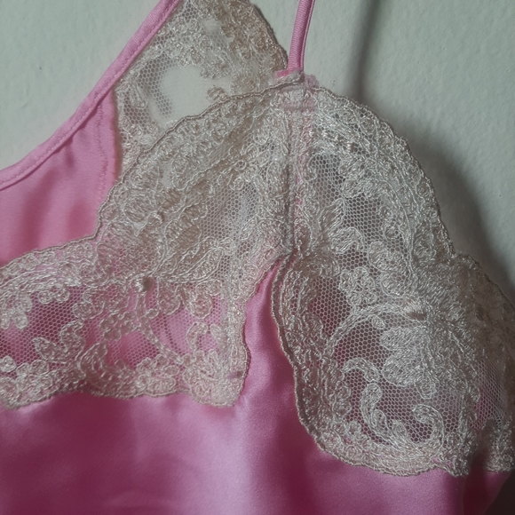 VTG 80s Victoria's Secret Teddy Nightie Lingeie Bodysuit Medium Pink chemise - Picture 3 of 8